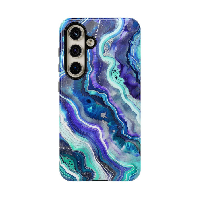 Blauw en Turquoise Geode Wervelpatroon