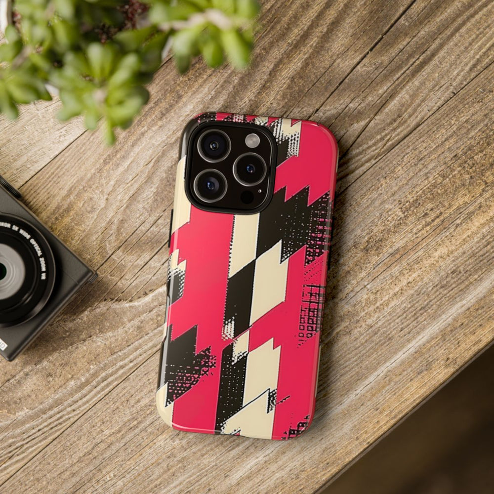 Roze en Zwart Pied-de-Poule Patroon
