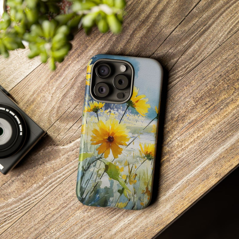 Gele Zonnebloemen in Pastelkleurig Landschap