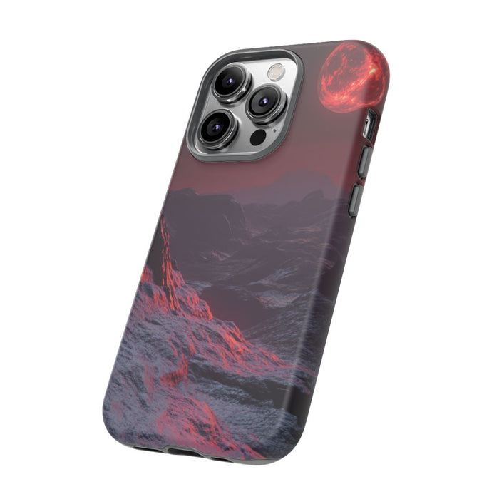 Bergachtig Landschap met Rode Maan
