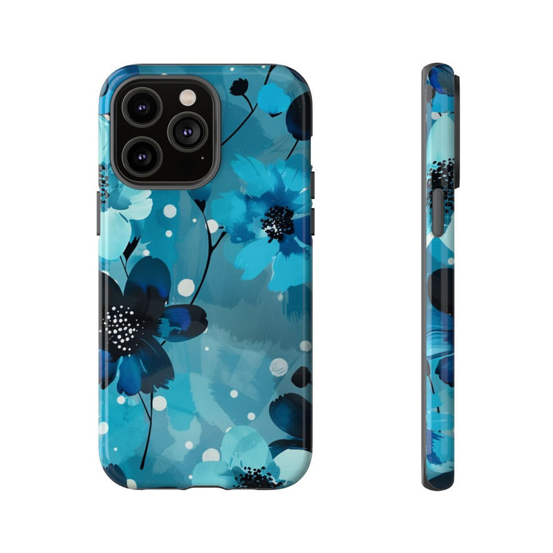 Blauw Bloemenpatroon met Stippen