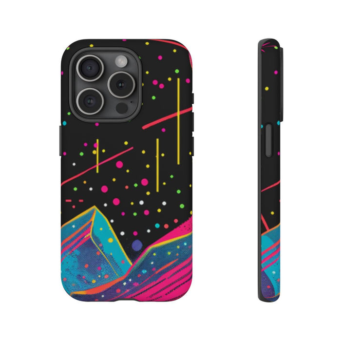 Neon Kosmisch Landschap met Planeten en Zon