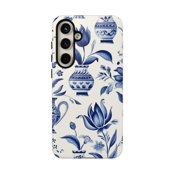 Blauw Bloemmotief met Delfts Vaaspatroon