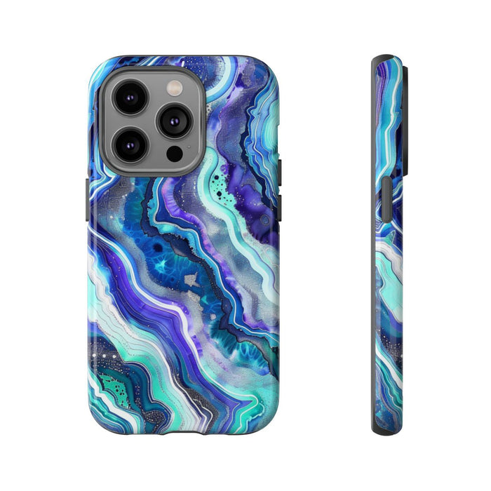 Blauw en Turquoise Geode Wervelpatroon