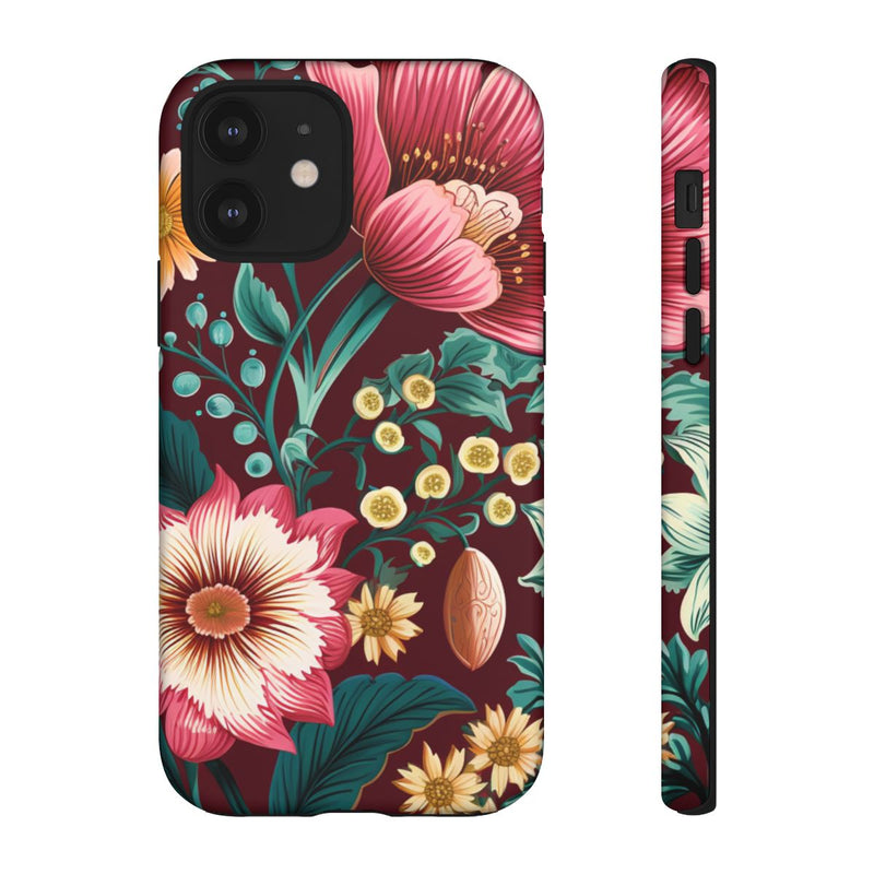 Botanisch Bloemenpatroon in Amber en Teal