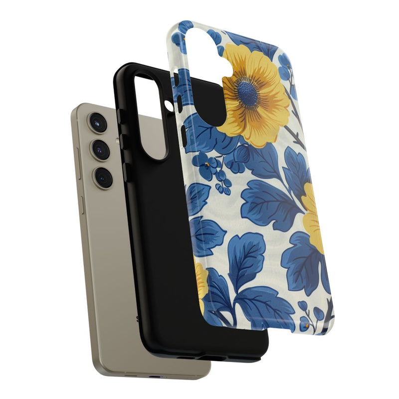 Blauw-Geel Bloemenpatroon