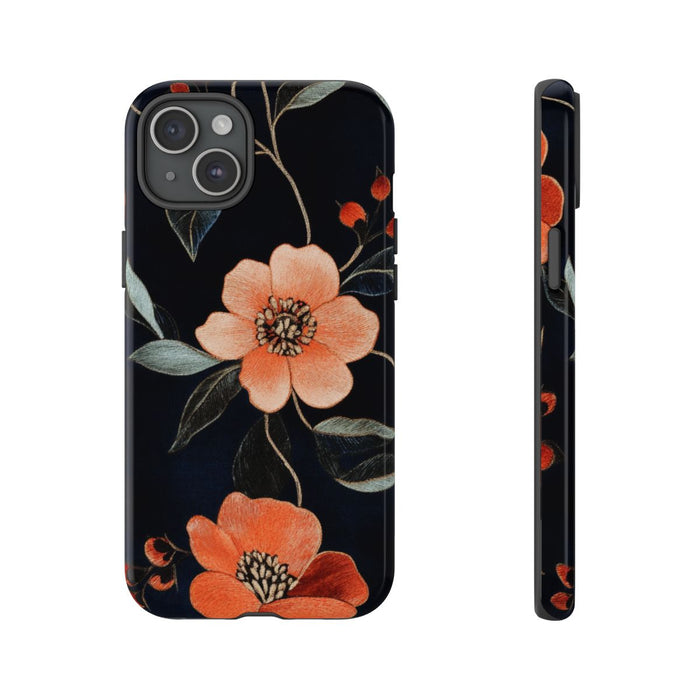 Oranje Geborduurd Bloemenpatroon