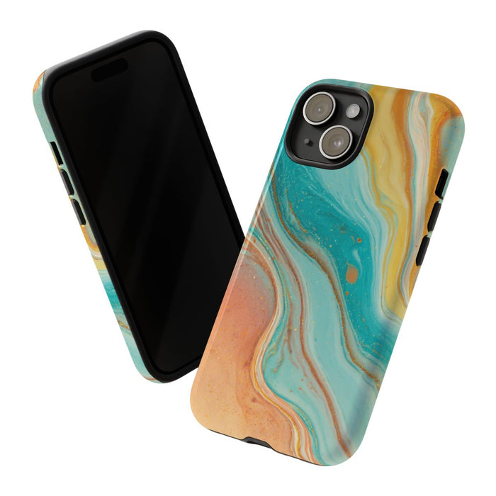 Oranje en Teal Marmer Abstract