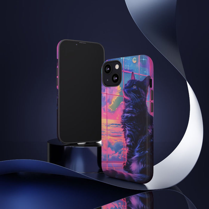 Lofi Vaporwave Kat met Neonlucht