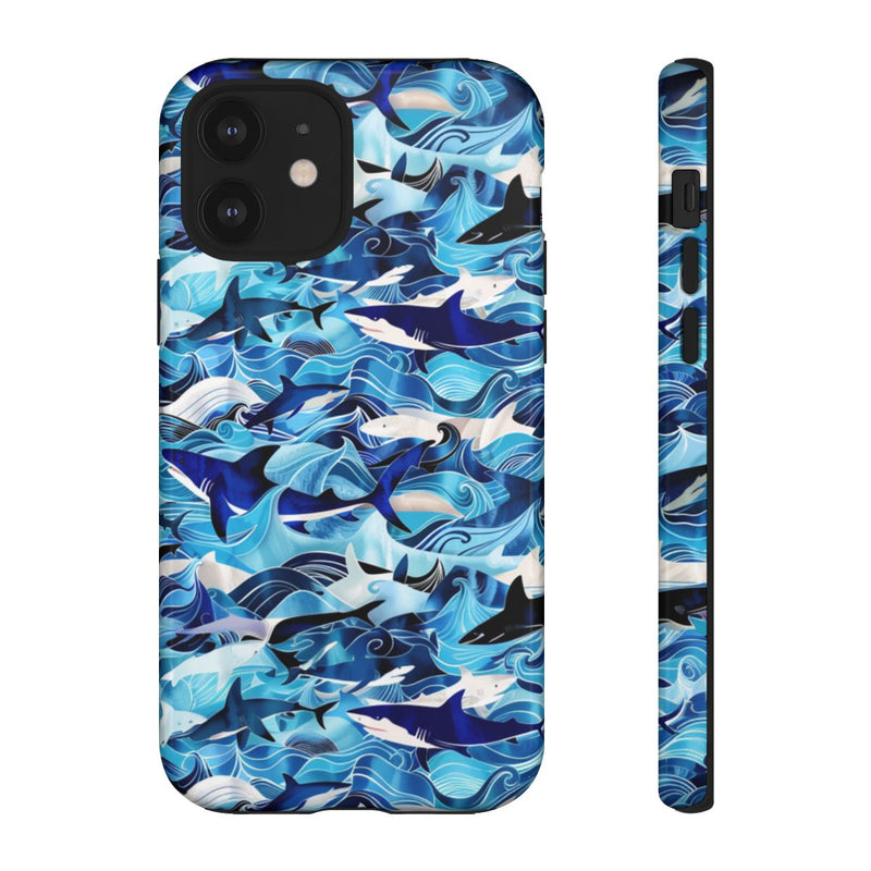 Blauwe Oceaangolven en Haaienpatroon