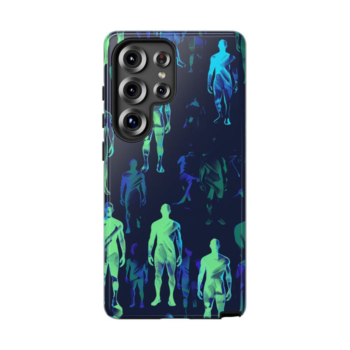 Blauw-Groene Neon Figurenpatroon