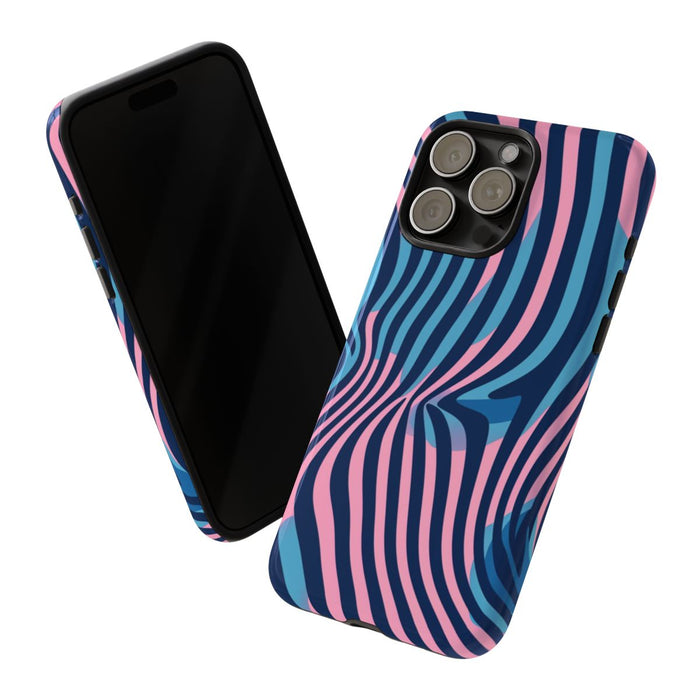 Golvend Blauw-Roze Optische Illusiepatroon
