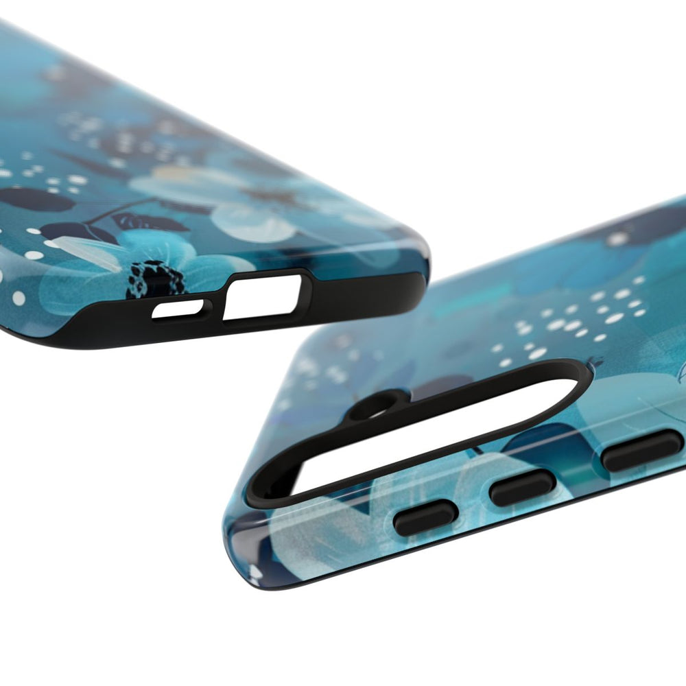 Turquoise Bloemenpatroon met Stippen