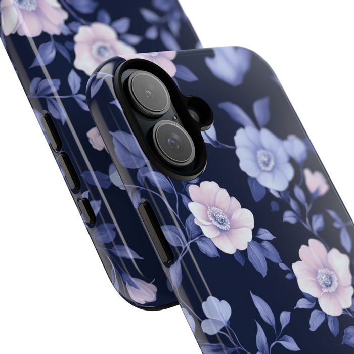 Elegant Blauw-Roze Bloemenpatroon