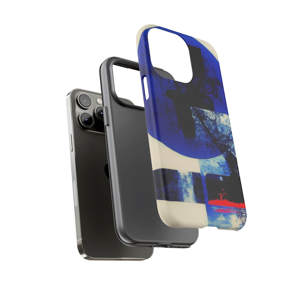 Abstracte Blauwe en Zwarte Geometrische Kunst