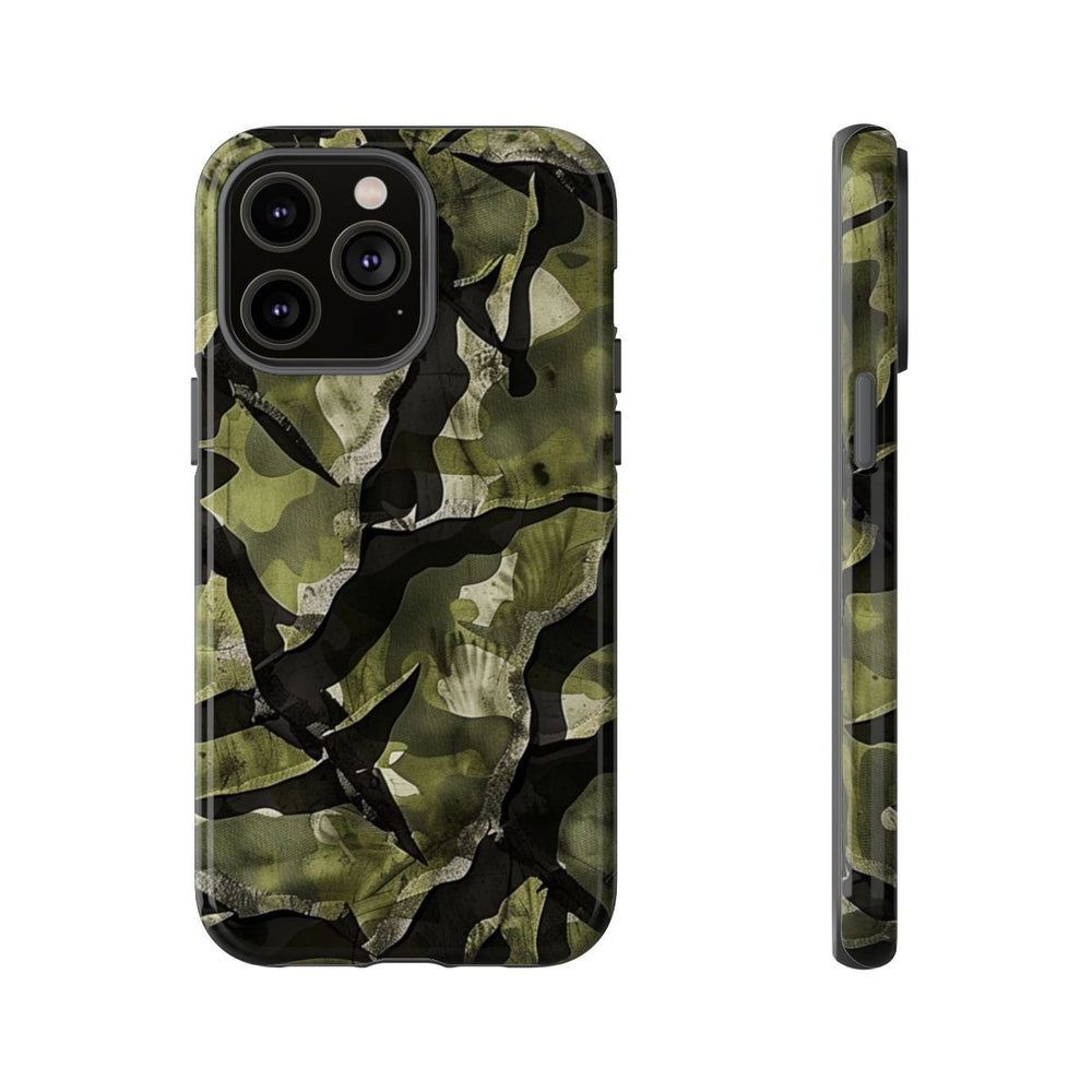 Groen Camouflagepatroon met Zwarte Abstracte Vormen