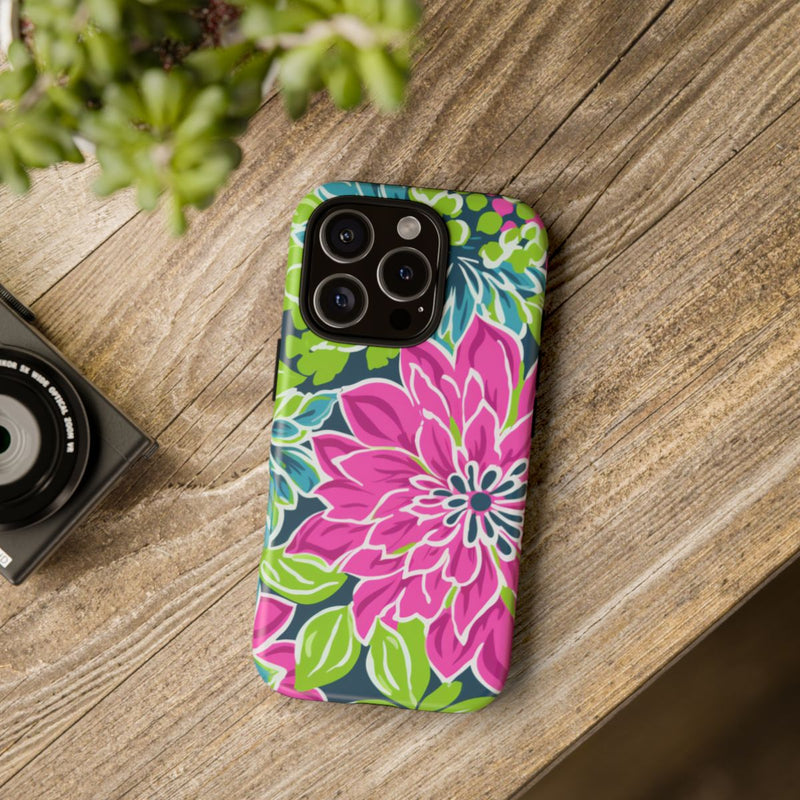 Vrolijk Bloemenpatroon met Roze en Blauwe Bloemen
