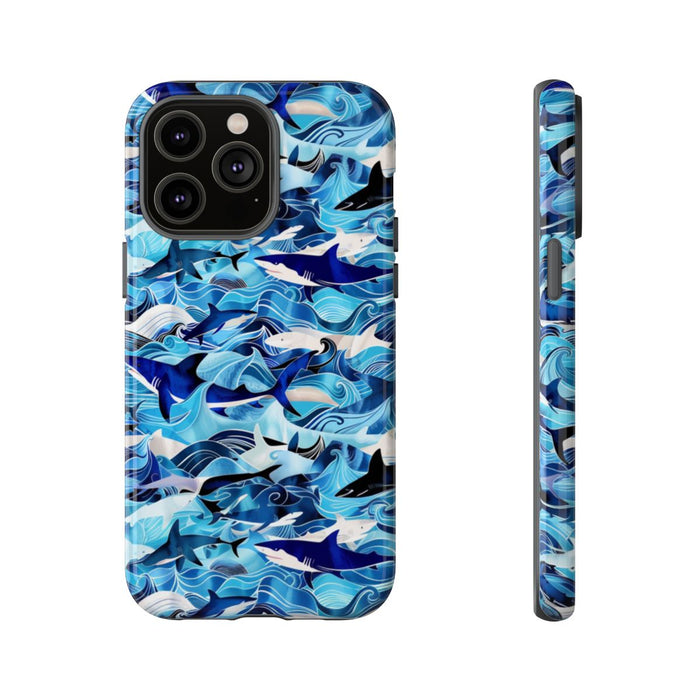 Blauwe Oceaangolven en Haaienpatroon