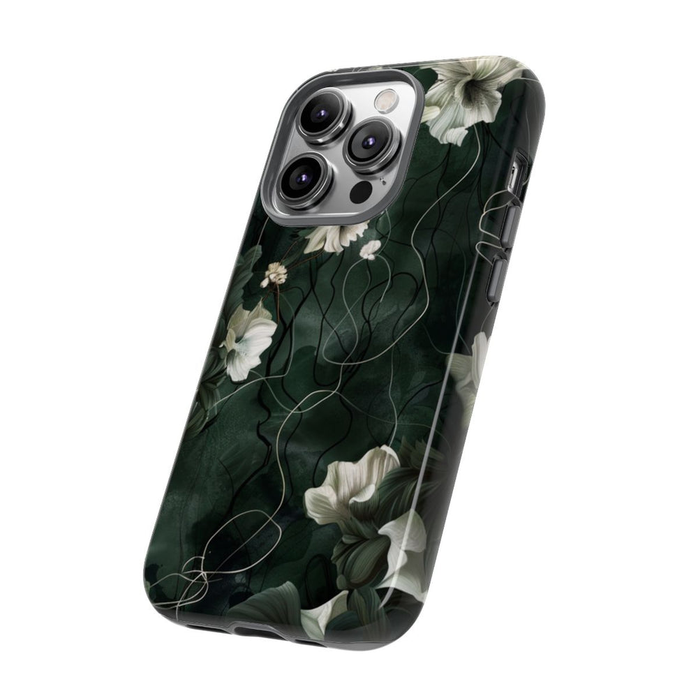 Donkergroene Bloemenranken met Glanzende Afwerking