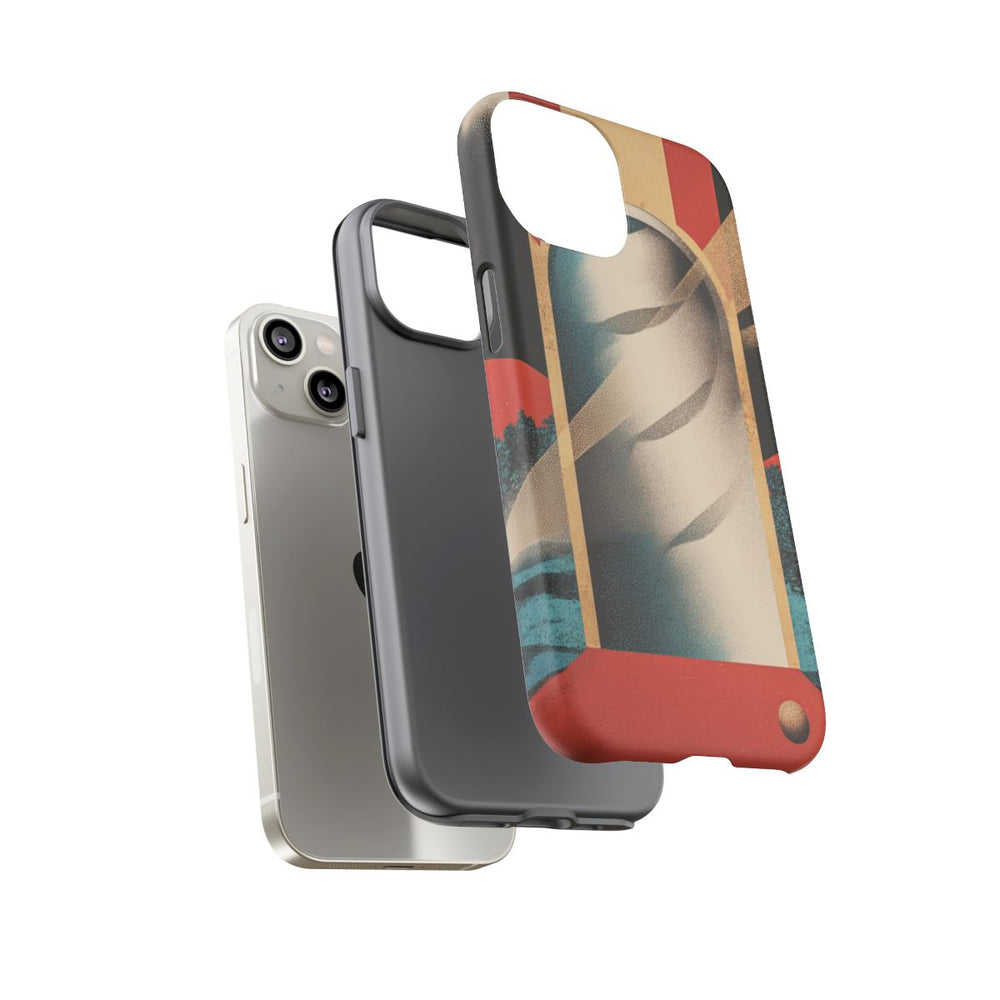 Surrealistische Spiraalpoort met Bomen en Sferen