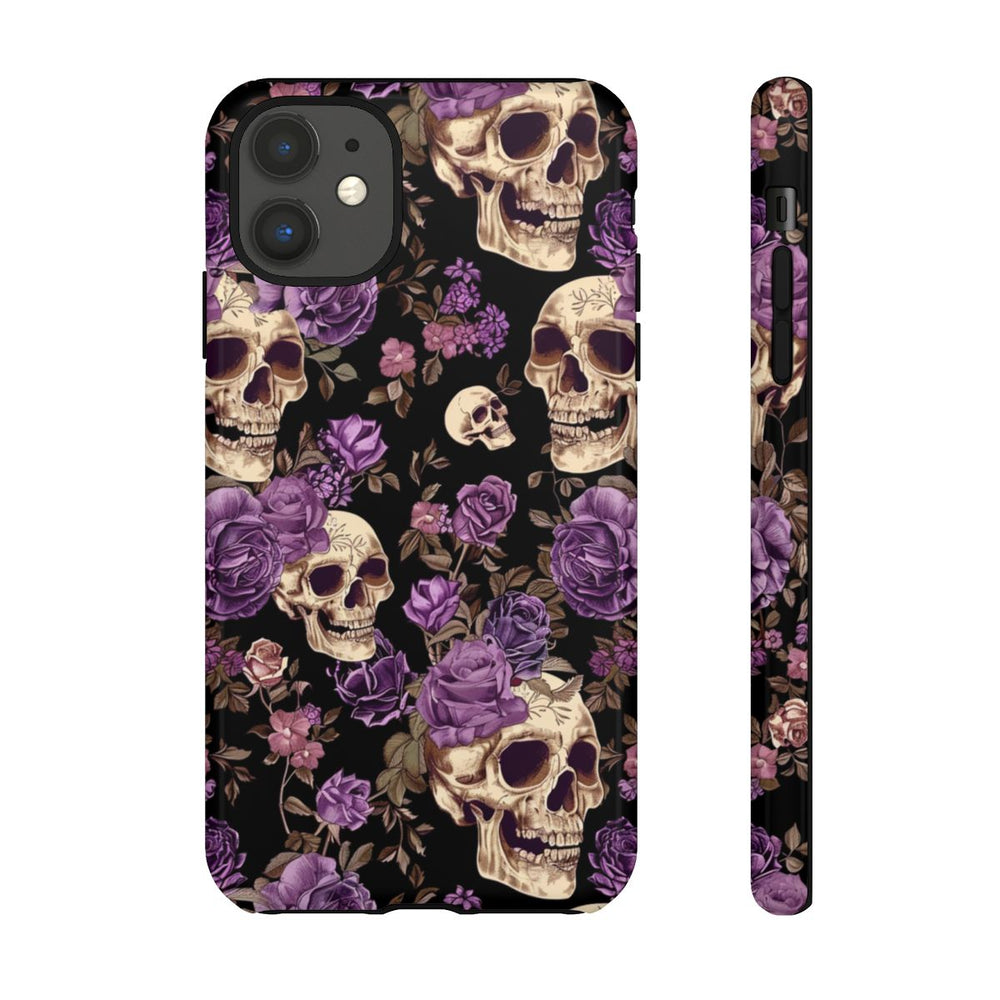 Paarse Rozen en Schedels Patroon