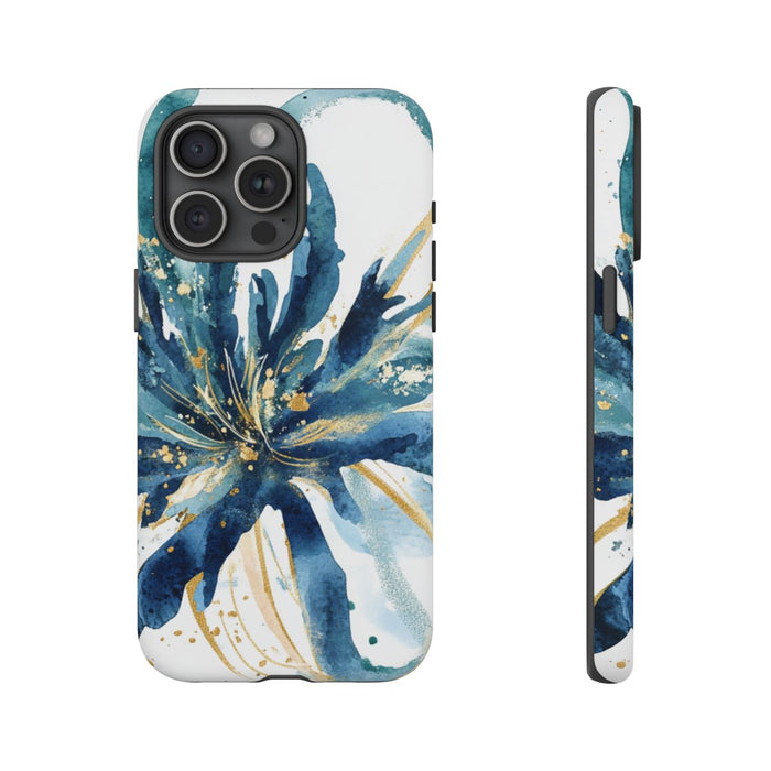 Abstract Blauw Bloemen Waterverf Design