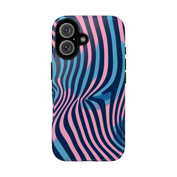 Golvend Blauw-Roze Optische Illusiepatroon