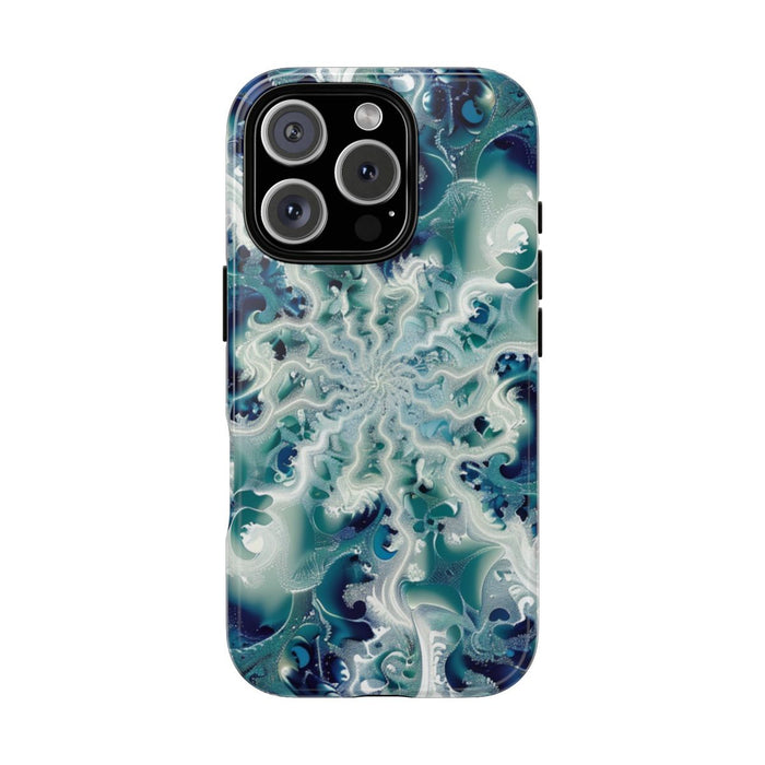 Blauw-Groene Fractalwerveling met Glans