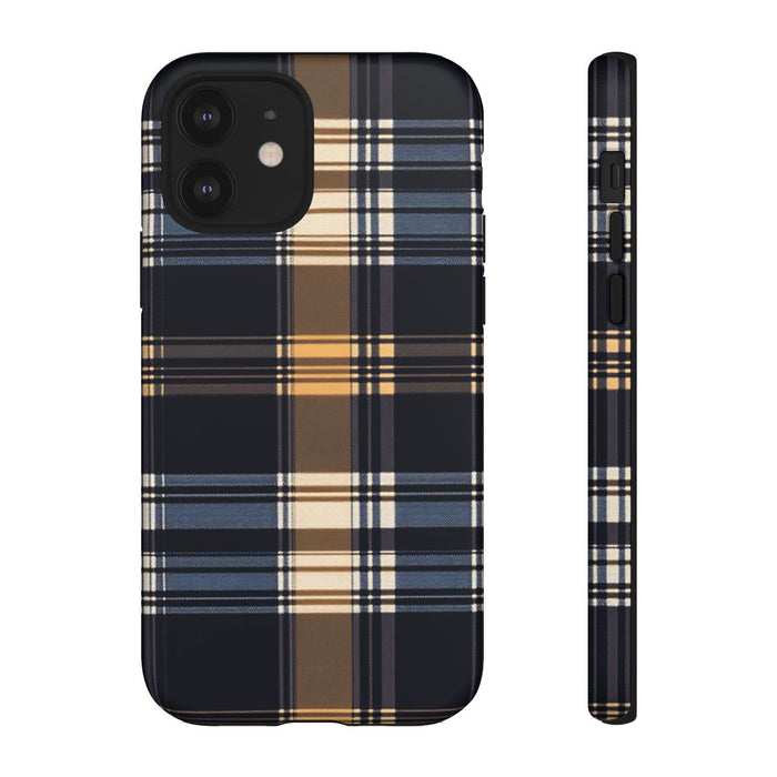 Caramel en Donkerblauw Geruit Patroon