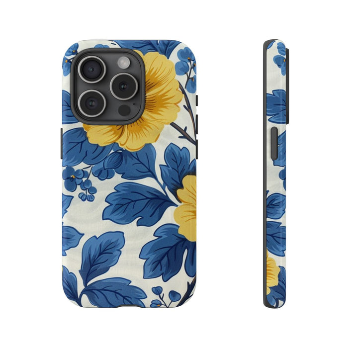Blauw-Geel Bloemenpatroon