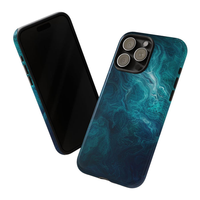 Mystieke Blauwe en Teal Abstracte Krullen