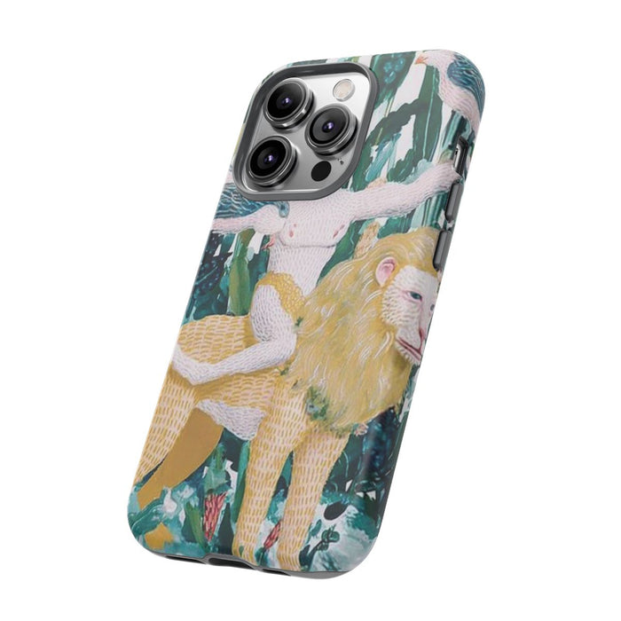 Surrealistische Man met Vogels op Leeuw