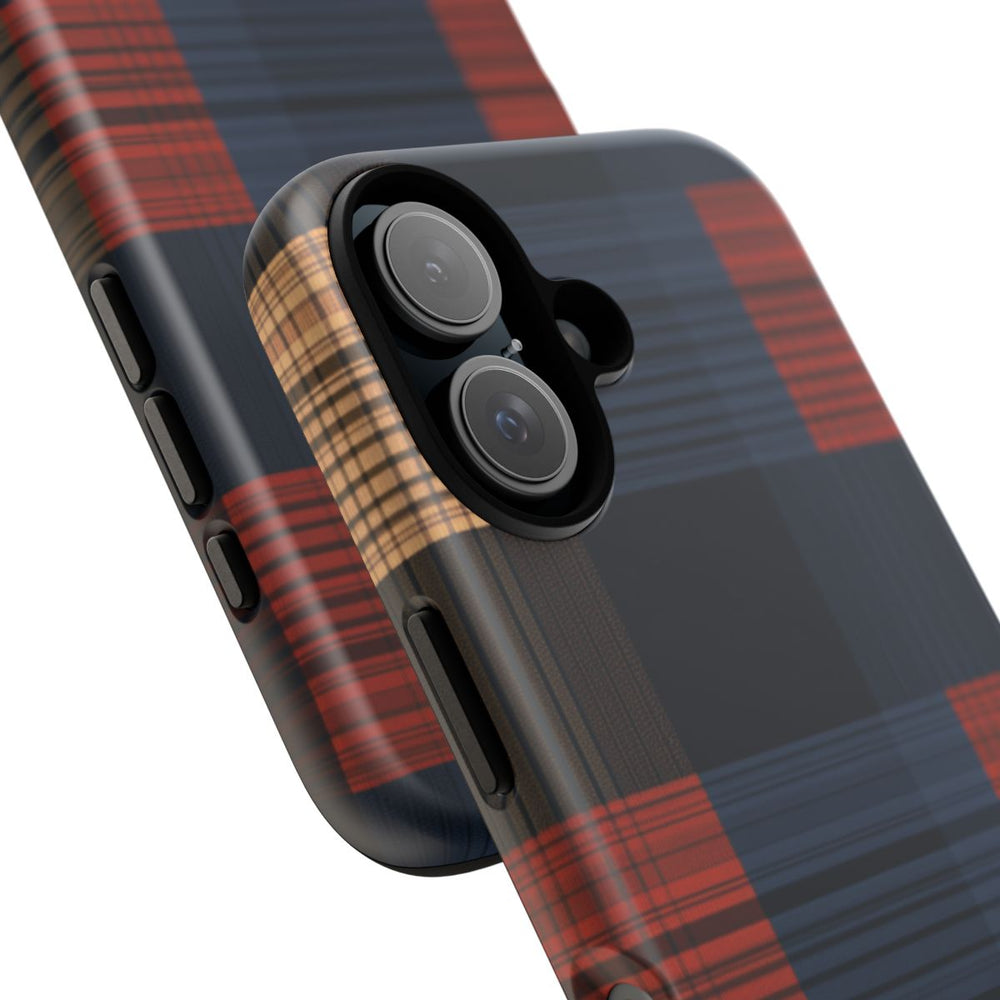 Caramel en Donkerblauw Geruit Patroon