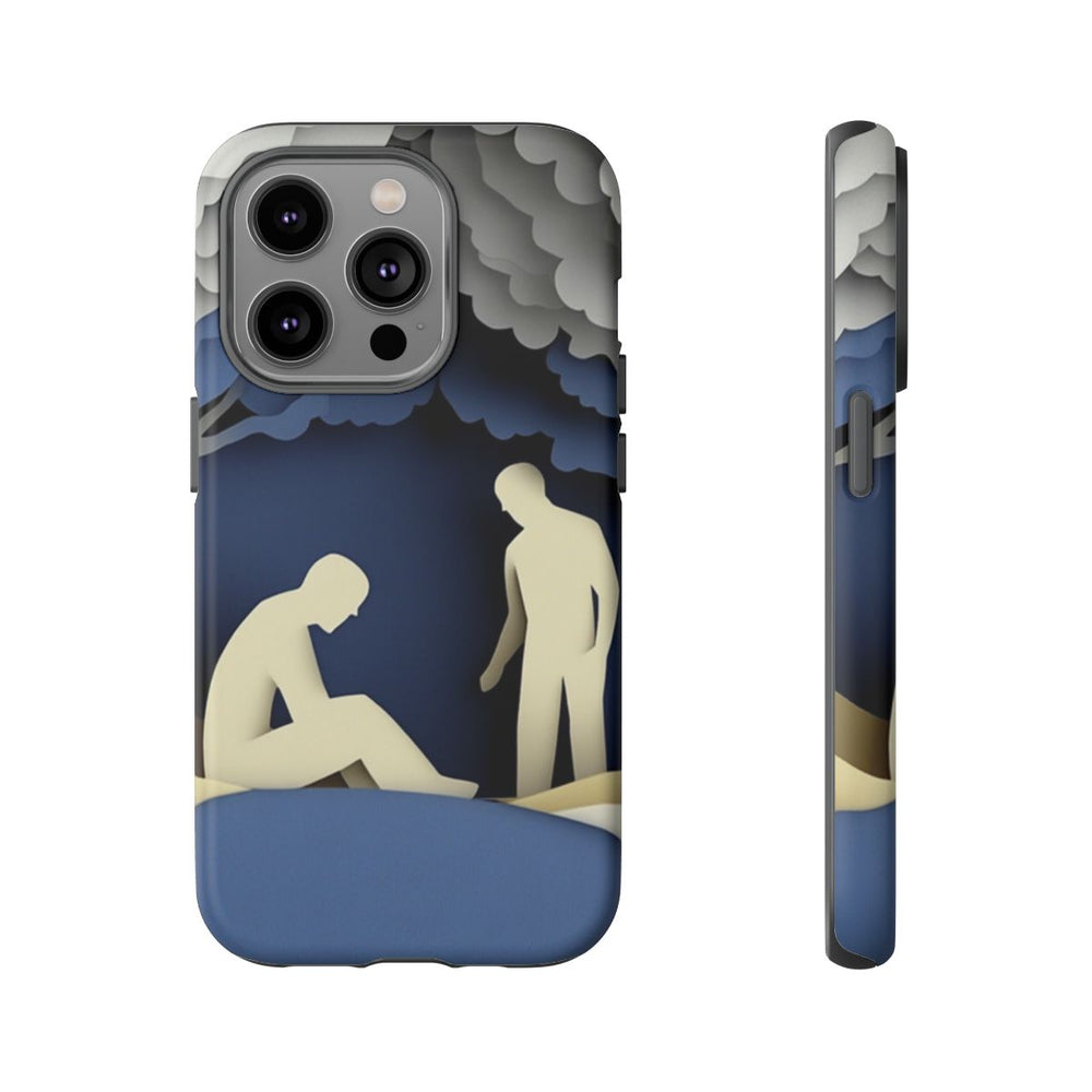 Papieren Uitsnede van Twee Mannen in Boslandschap