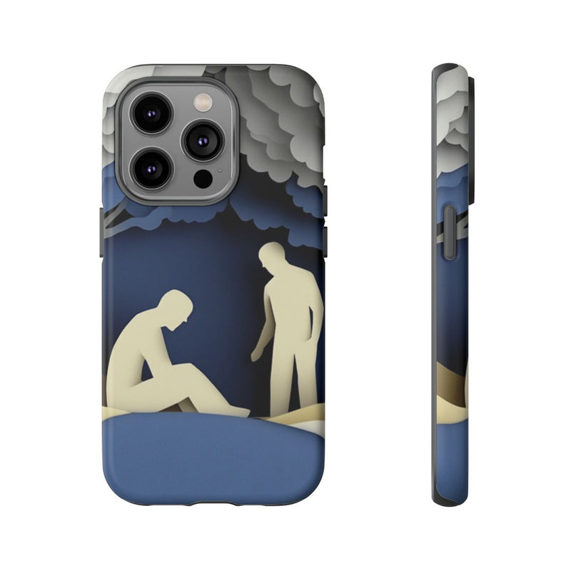 Papieren Uitsnede van Twee Mannen in Boslandschap