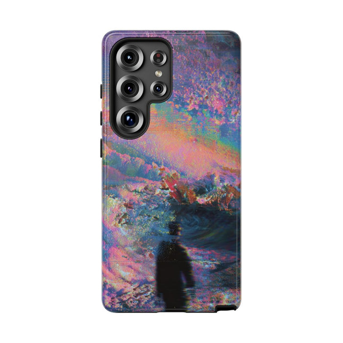 Abstracte Kleurrijke Kosmische Scene met Silhouet