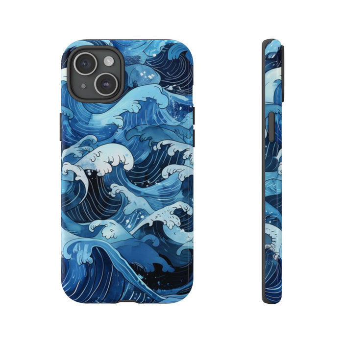 Handgetekende Japanse Stijl Oceaangolven