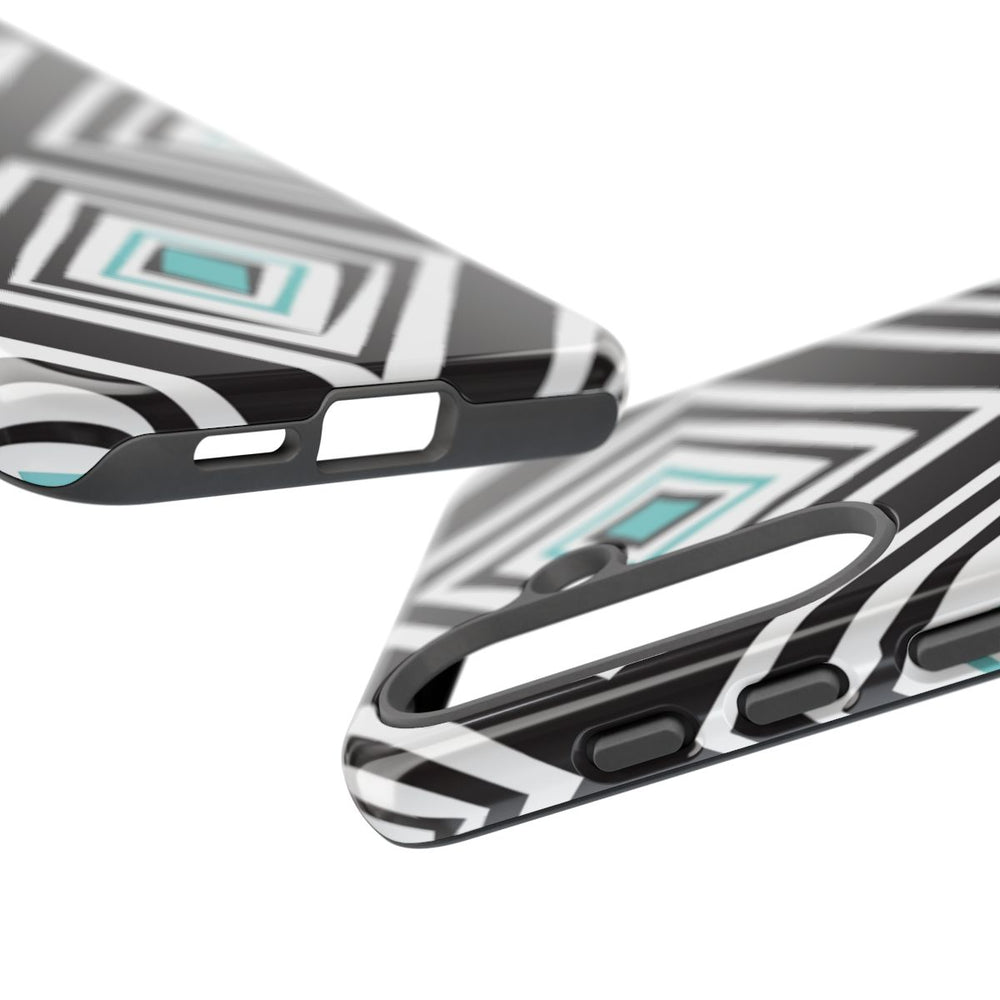 Geometrisch Zwart-Turquoise Diamantpatroon