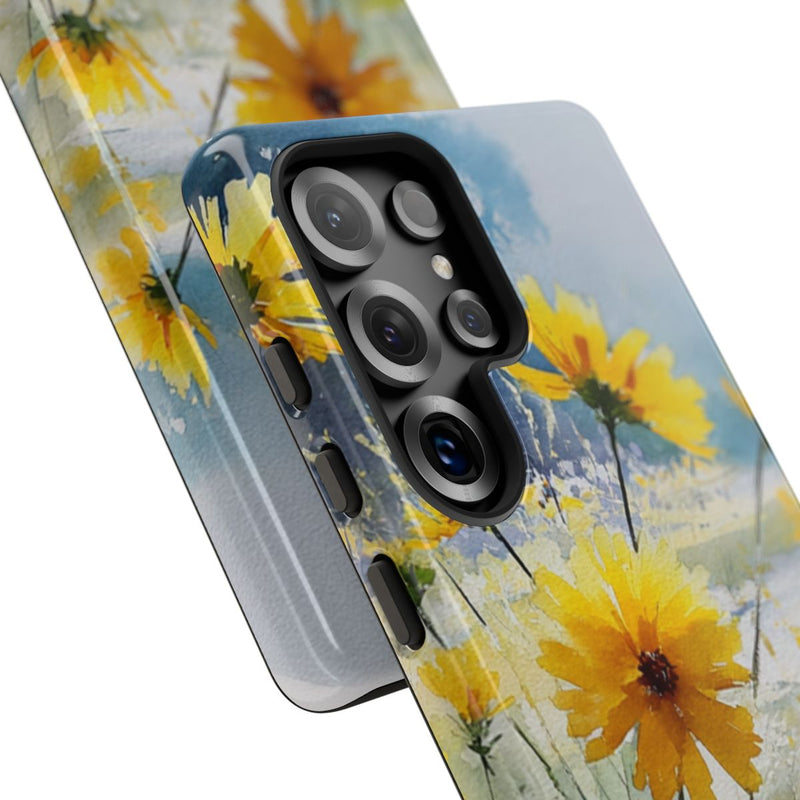 Gele Zonnebloemen in Pastelkleurig Landschap