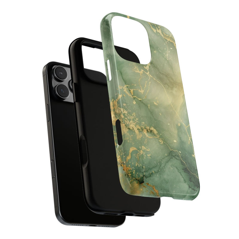 Groene en Gouden Marmer Abstract