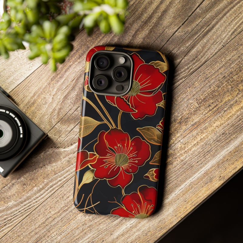 Rood-Gouden Bloemenpatroon