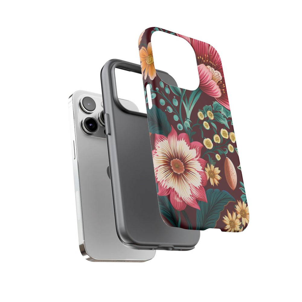 Botanisch Bloemenpatroon in Amber en Teal