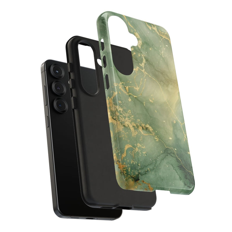 Groene en Gouden Marmer Abstract