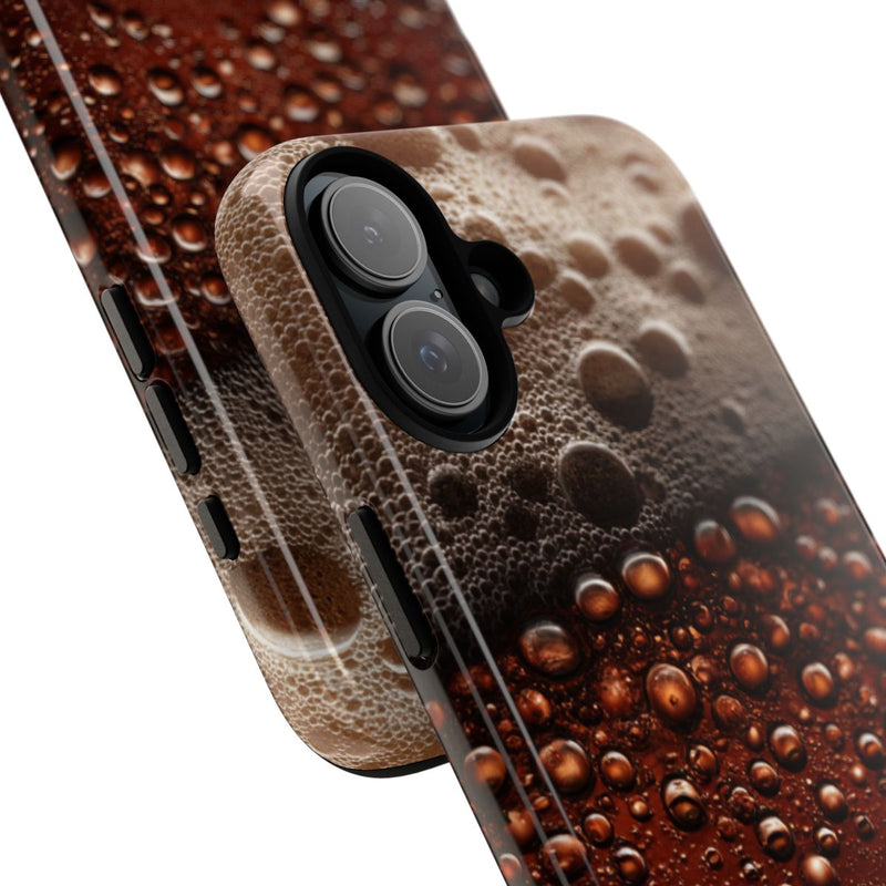 Close-Up Donkerbruine Bier Schuimtextuur