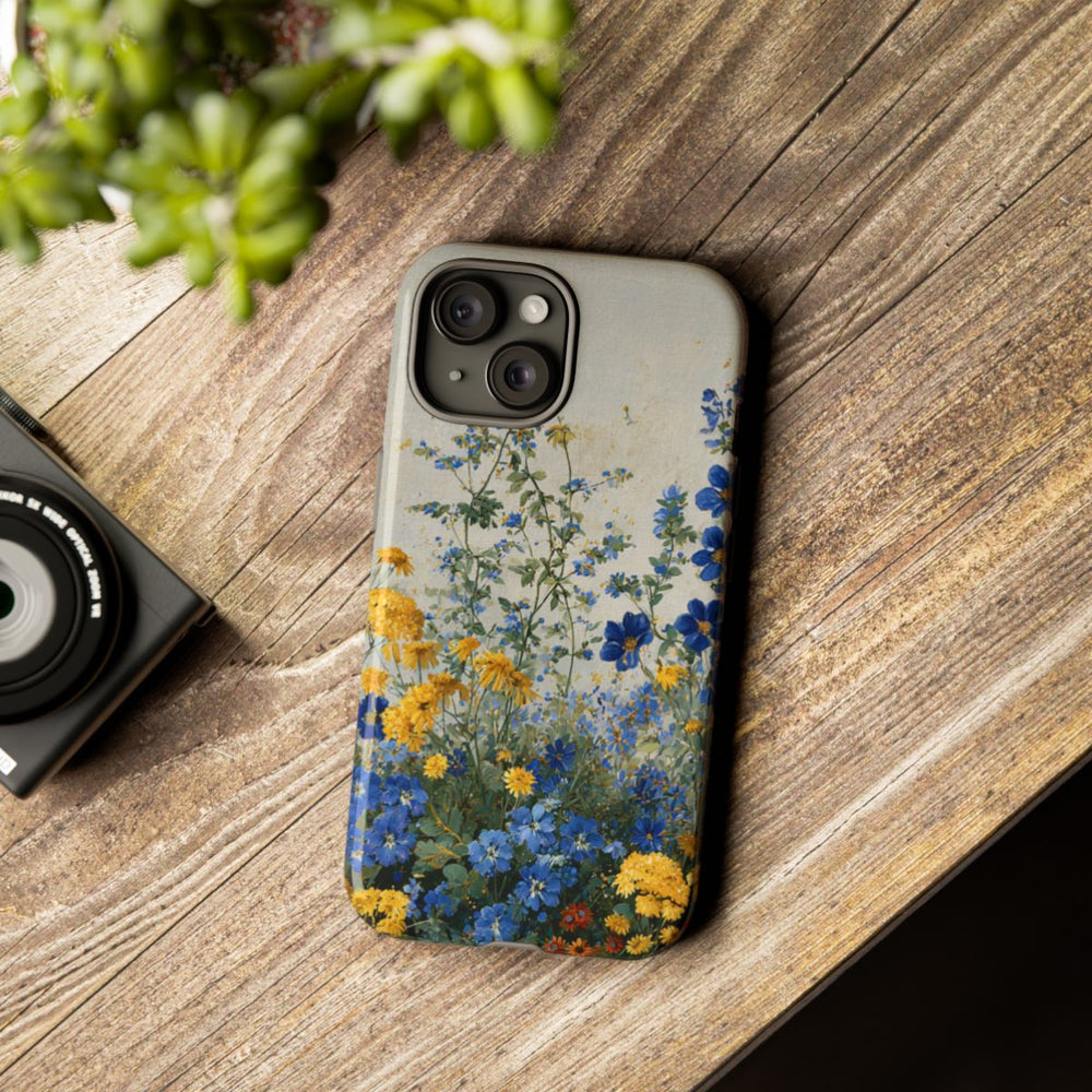 Blauwe en Gele Wilde Bloemen