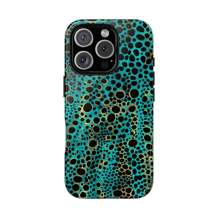 Turquoise en Zwart Abstract Stippenpatroon