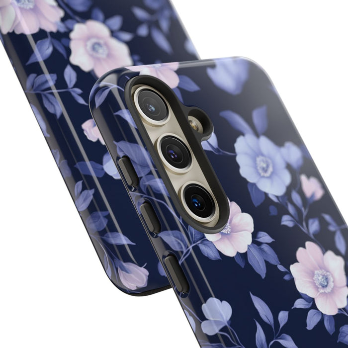 Elegant Blauw-Roze Bloemenpatroon