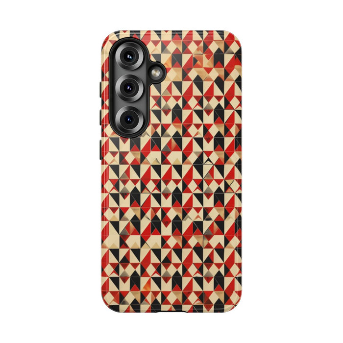Geometrisch Abstract Patroon in Rood en Zwart