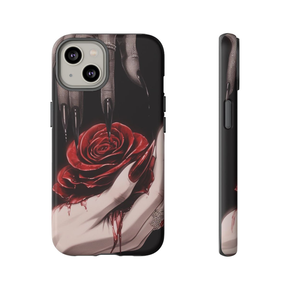 Donkere Gotische Handen met Rode Roos