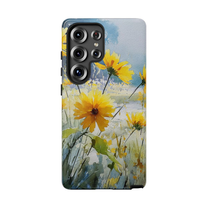 Gele Zonnebloemen in Pastelkleurig Landschap